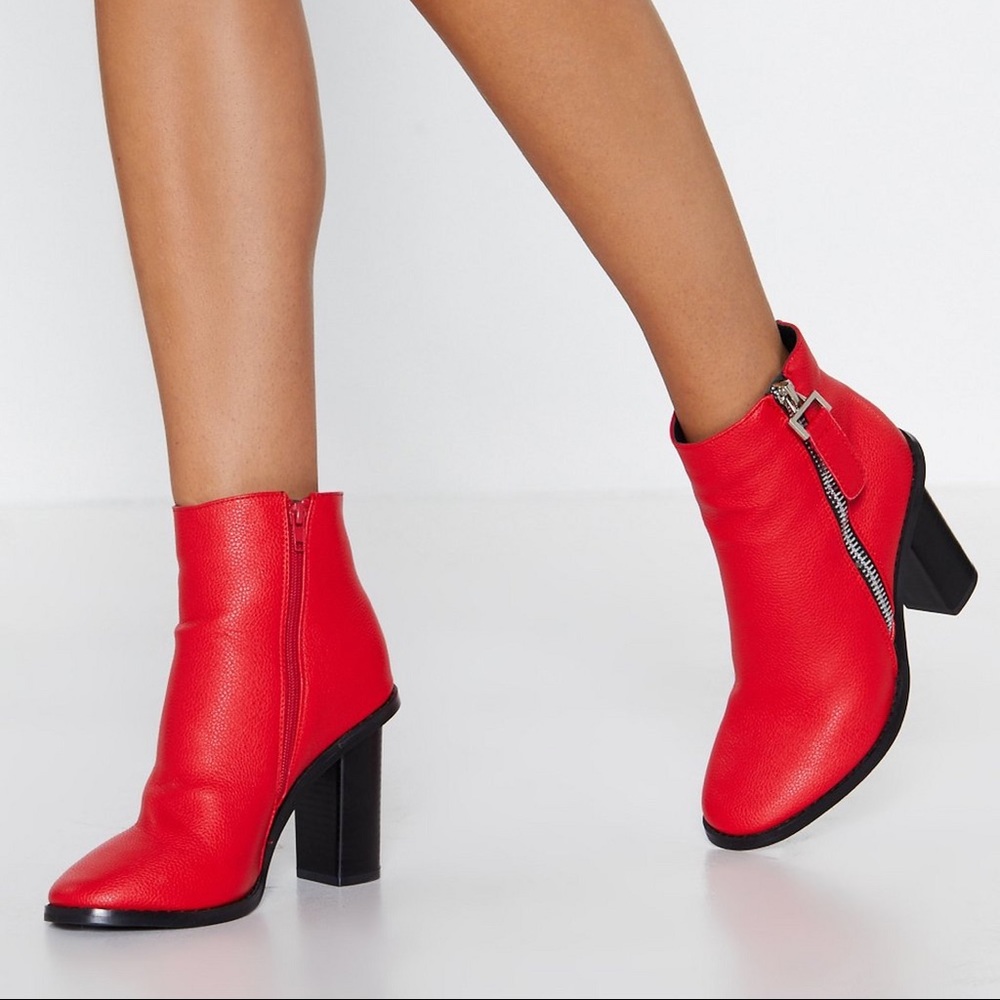 Nasty Gal Red Booties